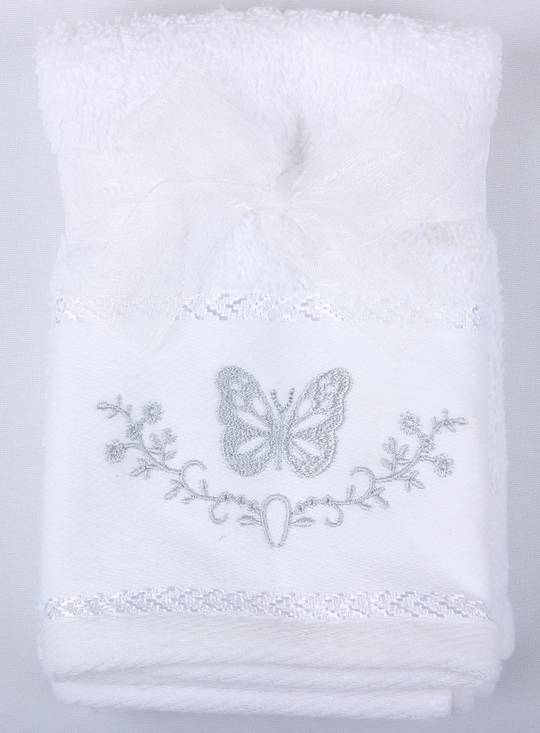 Butterfly embroidered facecloth 2 set. Code: FAC-BUT/2SET.